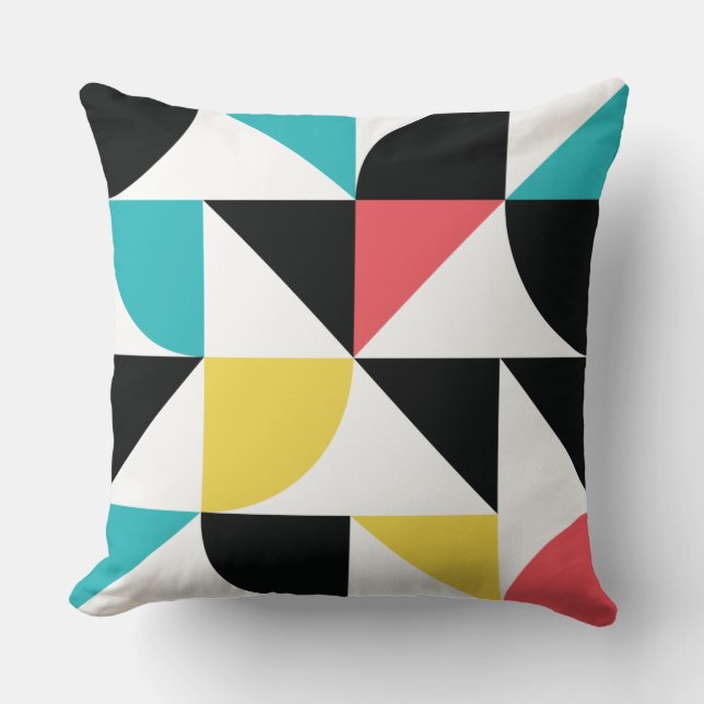 Modern, urban, colourful, fun geometric pattern throw pillow (Front)