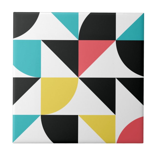 Modern, urban, colourful, fun geometric pattern tile (Front)