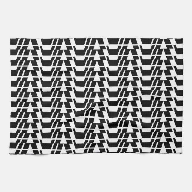 Modern, urban, cool, bold trendy geometric pattern kitchen towel (Horizontal)