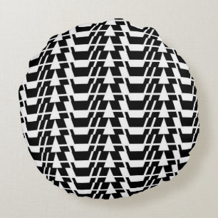 Modern, urban, cool, bold trendy geometric pattern round pillow