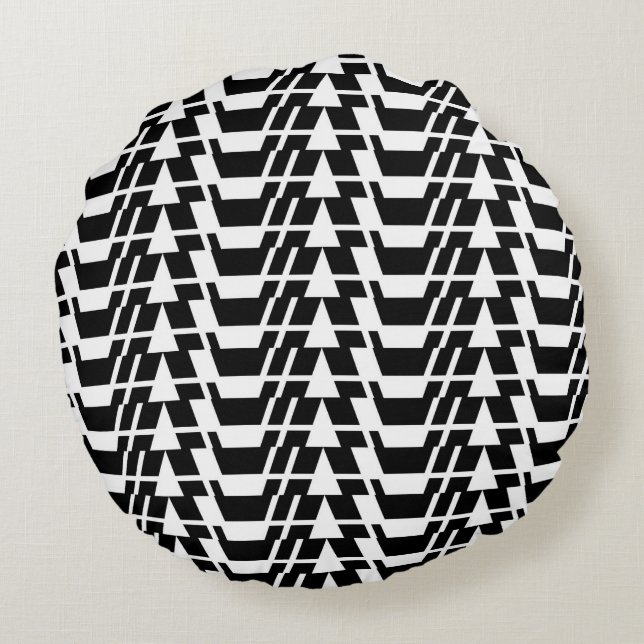 Modern, urban, cool, bold trendy geometric pattern round pillow (Back)