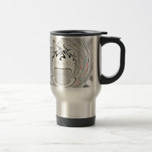 Modern urban flora pattern travel mug