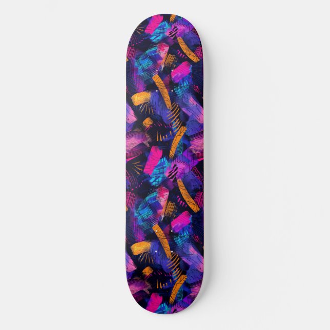 Modern Urban Graffiti Grunge Pattern Skateboard (Front)