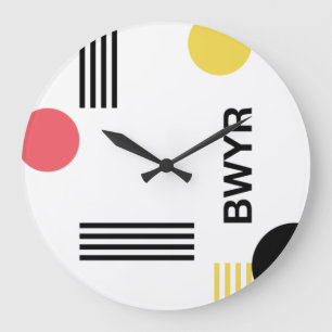Modern, urban graphic with typography and shapes large clock