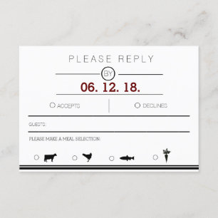 Modern & Urban Minimalist Black & White RSVP Card