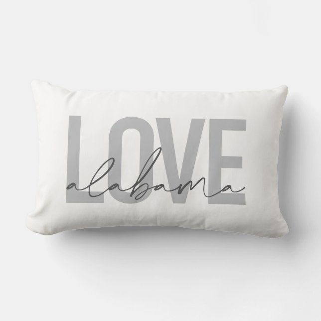 Modern, urban, simple, cool design Love Alabama Lumbar Pillow (Front)