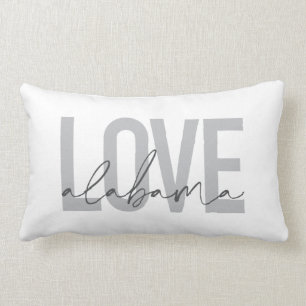 Modern, urban, simple, cool design Love Alabama Lumbar Pillow