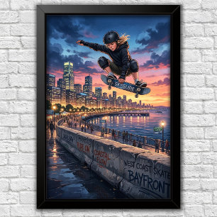Modern Urban Skateboard Bedroom Wall Poster