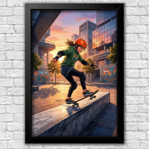Modern Urban Skateboard Bedroom Wall Poster