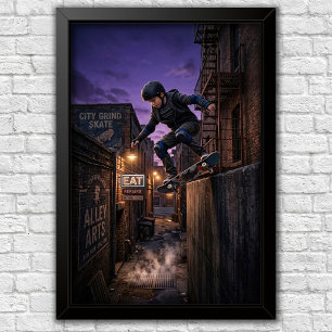 Modern Urban Skateboard Bedroom Wall  Poster