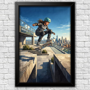 Modern Urban Skateboard Bedroom Wall  Poster