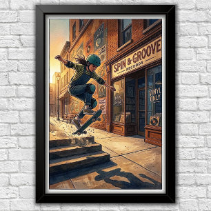 Modern Urban Skateboard Bedroom Wall  Poster