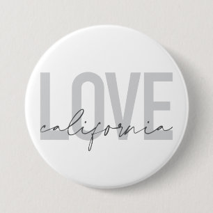 Modern, urban, trendy, cool design Love California 3 Inch Round Button