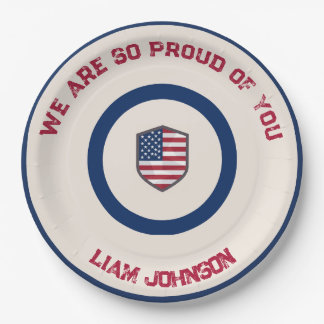 Modern US Flag Military Going Away Party Paper Plate