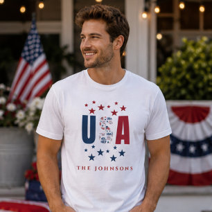 Modern USA Family Personalized Patriotic Men’s T-Shirt