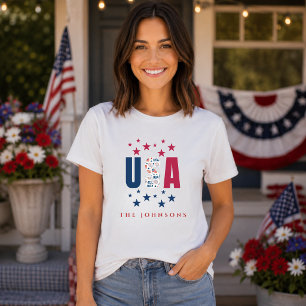 Modern USA Family Personalized Patriotic Women’s T-Shirt