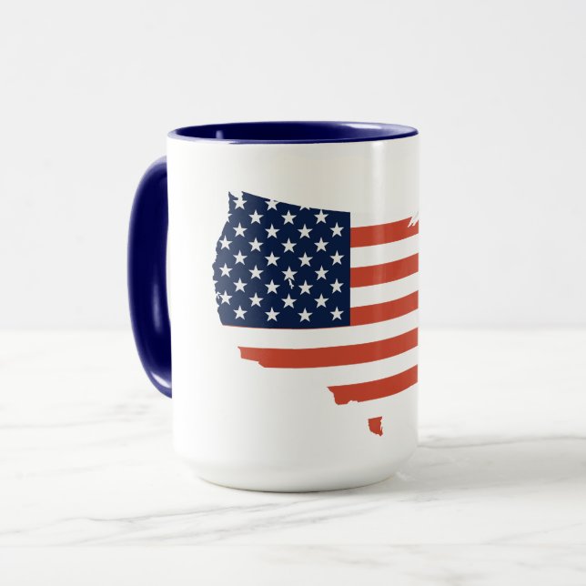 Modern USA Map Outline - American Pride White Mug (Front Left)