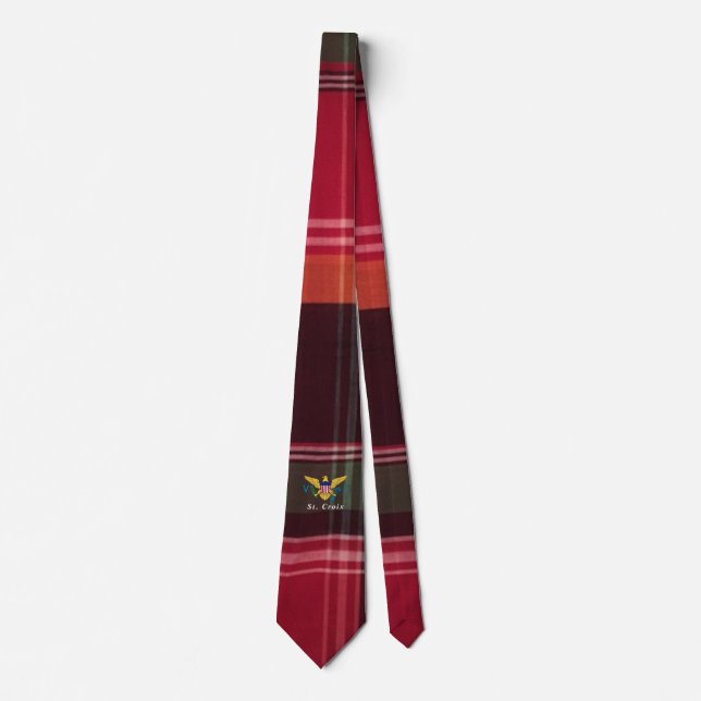 Modern USVI Madras Virgin Islands Flag Men Tie (Front)