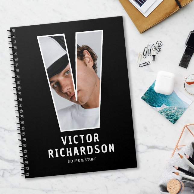 Modern "V" Photo Initial Monogram Notebook (Creator Uploaded)