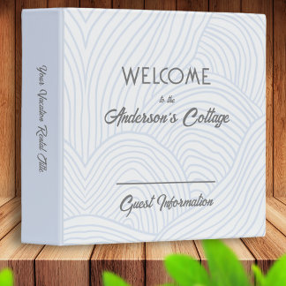 Modern Vacation Home Rental Light Blue Grey Grey Binder