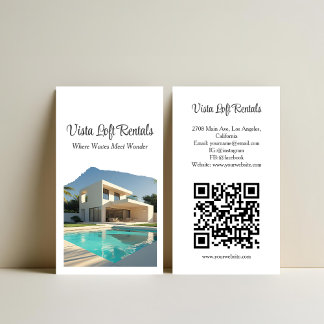 Modern Vacation Rental Guest House Photo QR Code Business Card