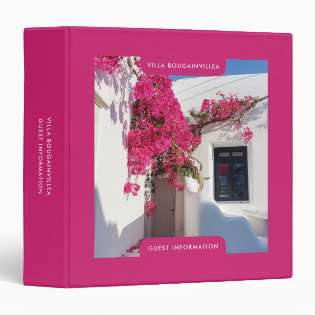 Modern Vacation Rental Guest Information Pink Binder (Front/Spine)