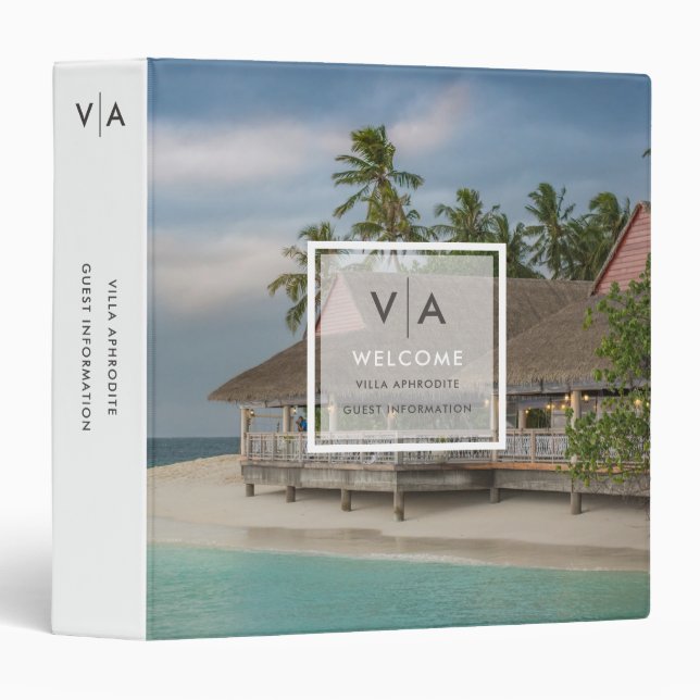 Modern Vacation Rental Guest Information White Binder (Front/Spine)