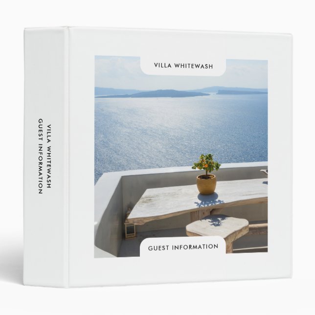 Modern Vacation Rental Guest Information White Binder (Front/Spine)