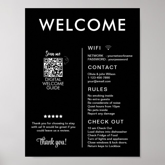 Modern Vacation Rental House Welcome Poster (Front)