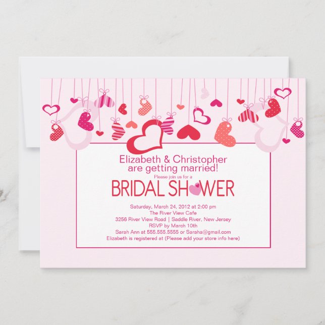 Modern Valentine Hearts Bridal Shower Invitation (Front)