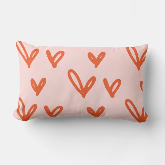 Modern Valentine’s Day Hearts Lumbar Pillow (Front)