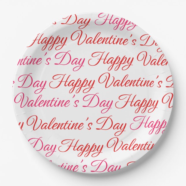 Modern Valentine's Day  Paper Plate (Front)