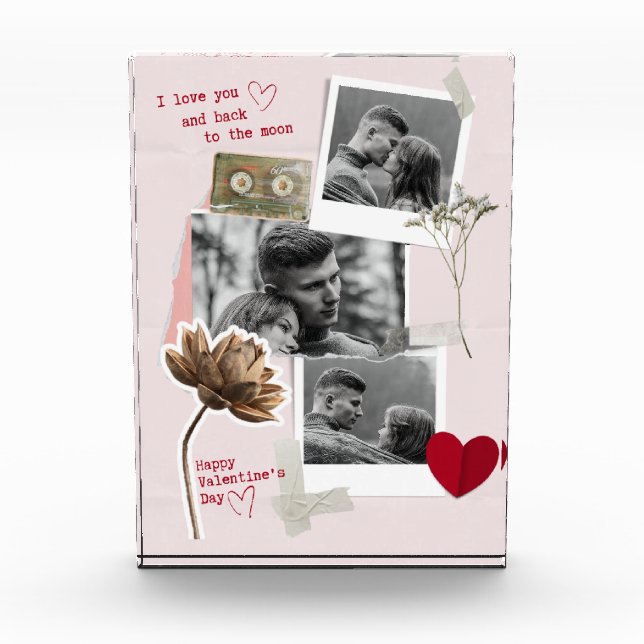 Modern Valentines Day Personalised Couple Photo  Block (Front)
