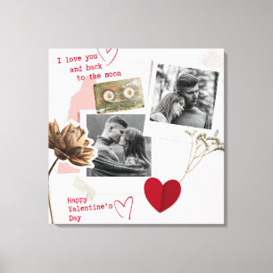Modern Valentines Day Personalised Couple Photo Canvas Print
