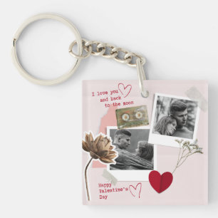 Modern Valentines Day Personalised Couple Photo  Keychain