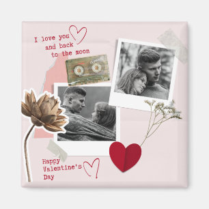 Modern Valentines Day Personalised Couple Photo Magnet