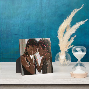 Modern Valentine's Day personalised couple photo Plaque
