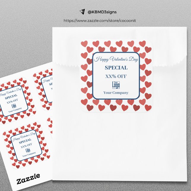 Modern Valentine's Day Special Blue Marketing Item Square Sticker (Modern Valentine's Day Special Blue Marketing Item Square Sticker)