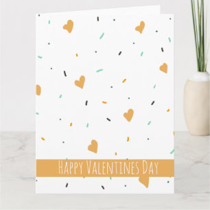 Modern Valentines Day Sprinkle Hearts Mustard    Card
