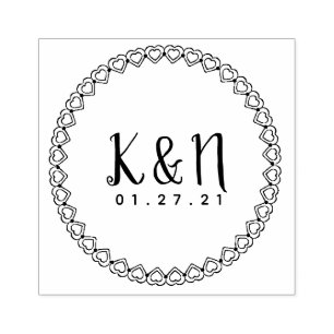 Modern Valentines Initial Logo Wedding Stamp