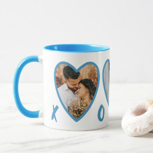 Modern Valentines Light Blue Hearts Photo Mug
