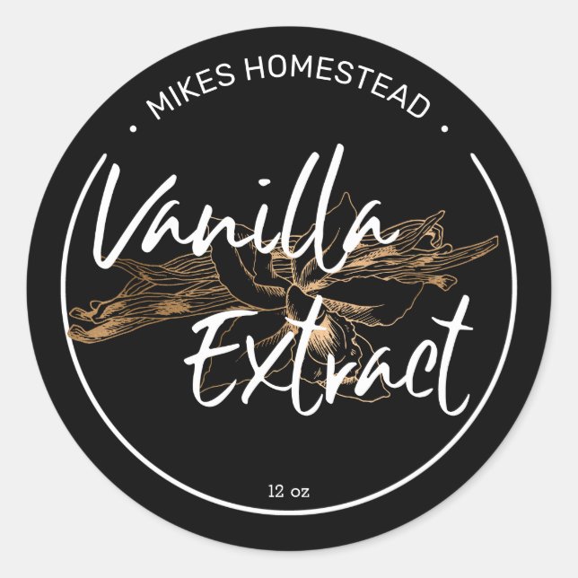 Modern Vanilla Extract Label Copper Vanilla Beans  (Front)