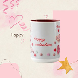 Modern Variety Heart & Shapes Coloured Candy Two-Tone Coffee Mug