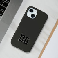 Modern Varsity Black Grey Monogram Initials