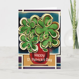 Modern Vase of Shamrocks Clovers St. Patrick's Day Card
