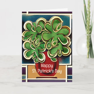 Modern Vase of Shamrocks|Clovers St. Patrick's Day Card