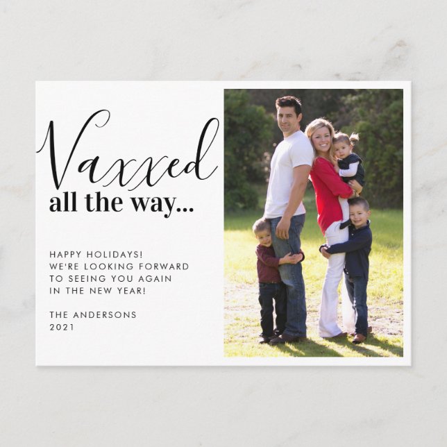 Modern Vaxxed All the Way 2021 Christmas Photo Holiday Postcard (Front)