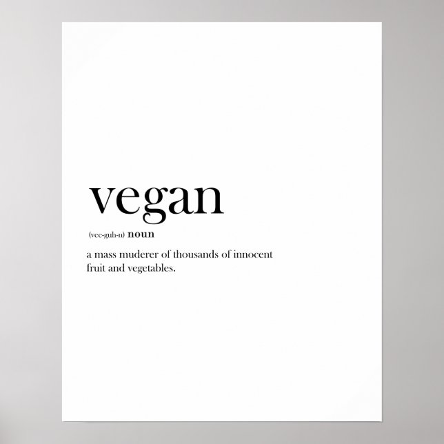 Modern Vegan funny definition typography Poster (Front)