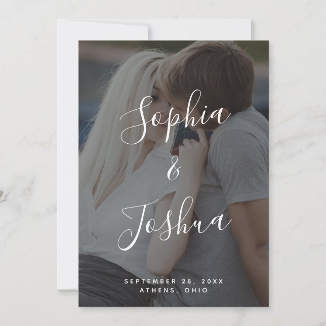 Modern Vellum Look Photo Save the Date Card (Front)