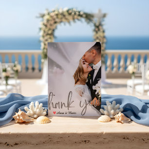 Modern Vellum Silver Photo Wedding Thank You